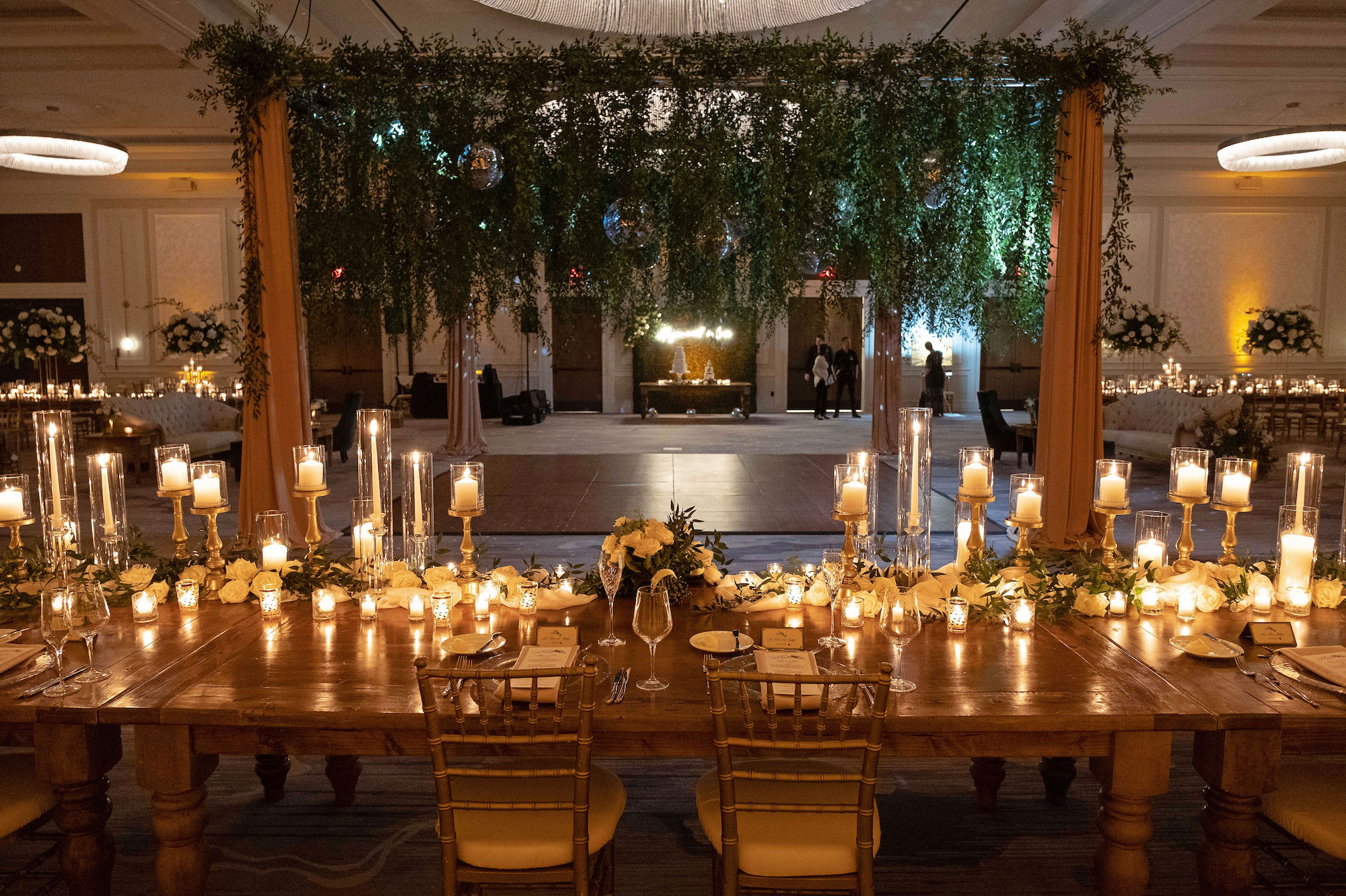 Greenery Floral Chandelier | Whimsical Candlelit Centerpieces | Gold Chiavari Chairs | Tampa Bay Wedding Rental Company A Chair Affair