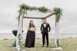 Jewish Chuppah Wedding Ceremony with White Drapery and Greenery Inspiration | Sarasota Florist Monarch Events and Design