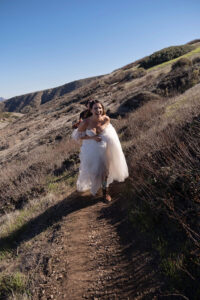 Bride Hiking to Wedding Ceremony Location | Channel Islands National Park