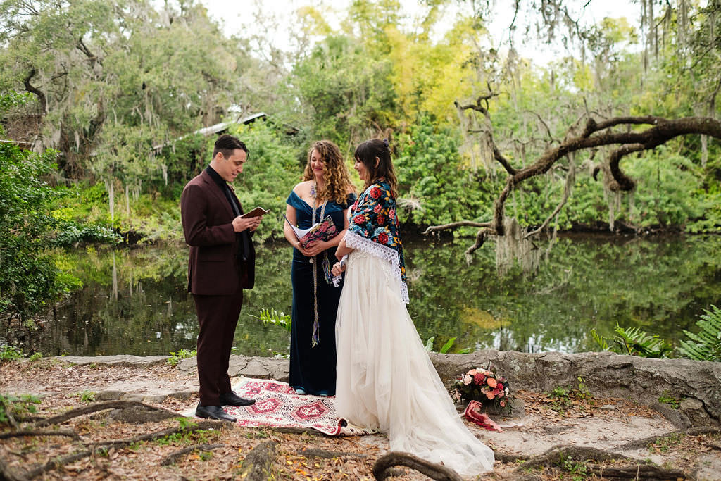 Bride and Groom Wedding Vow Reading | Paterson Street Park Tampa
