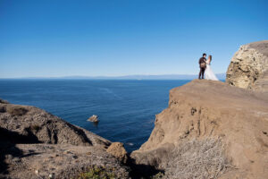 Bride and Groom on Top of Cliff Wedding Portrait | Channel Islands National Park