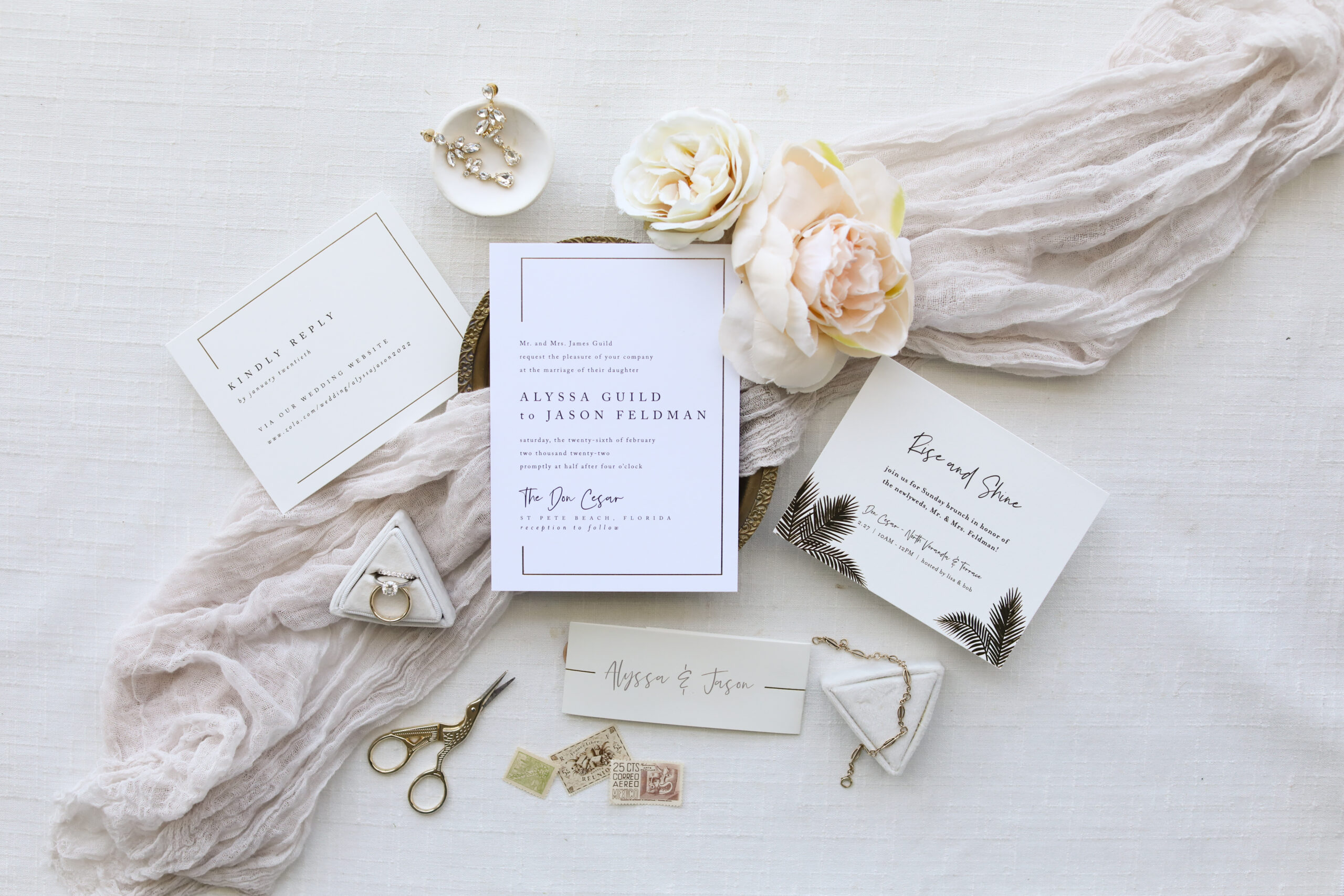 Tropical Black and White Wedding Invitation Suite Ideas