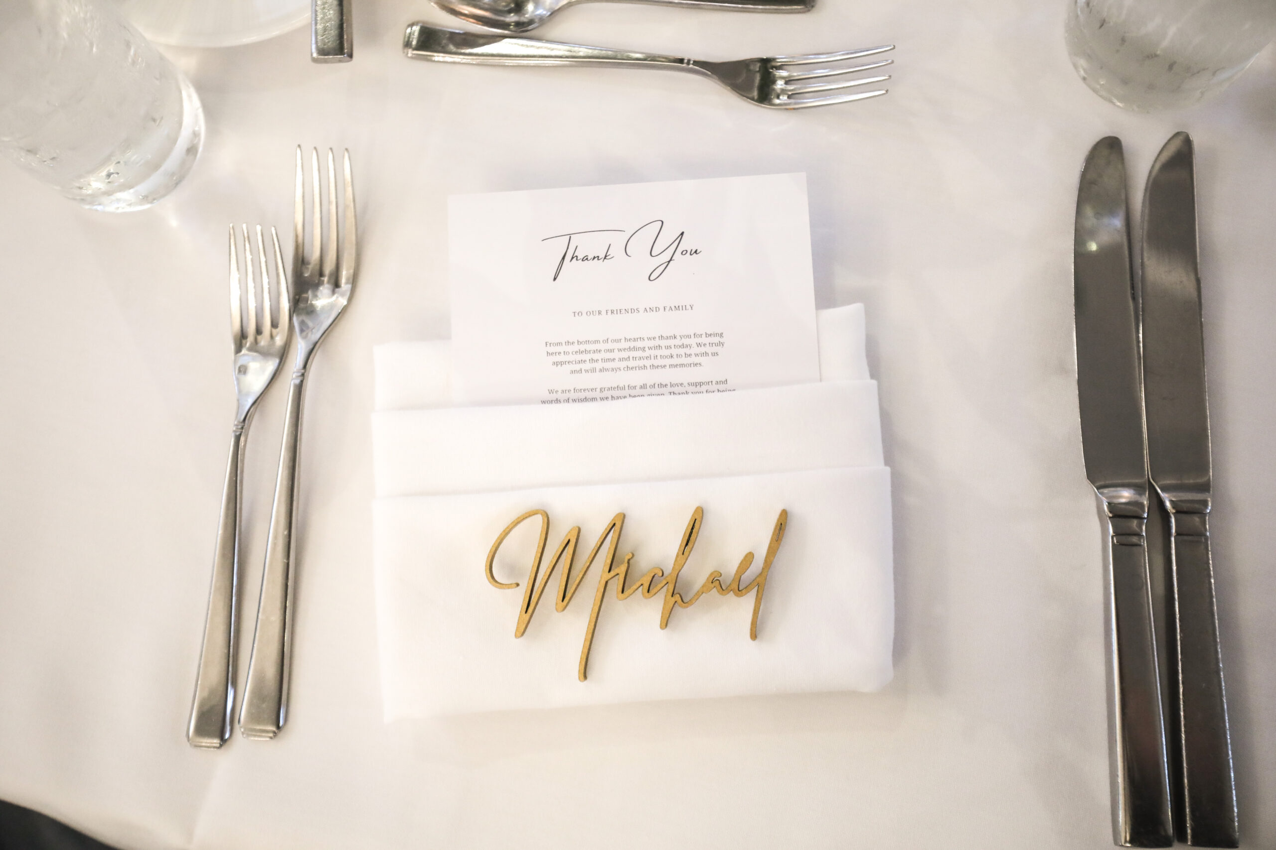 Personalized Name Laser Cut Table Place Card Inspiration | Thank You Letter For Wedding Guest