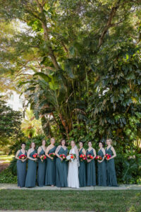 Mismatched Dark Green Vera Wang Bridesmaids Wedding Dresses