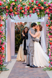 Bride and Groom First Kiss Wedding Portrait | Florida Jewish Wedding