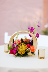 Round Gold Modern Tropical Flower Vase Wedding Centerpiece
