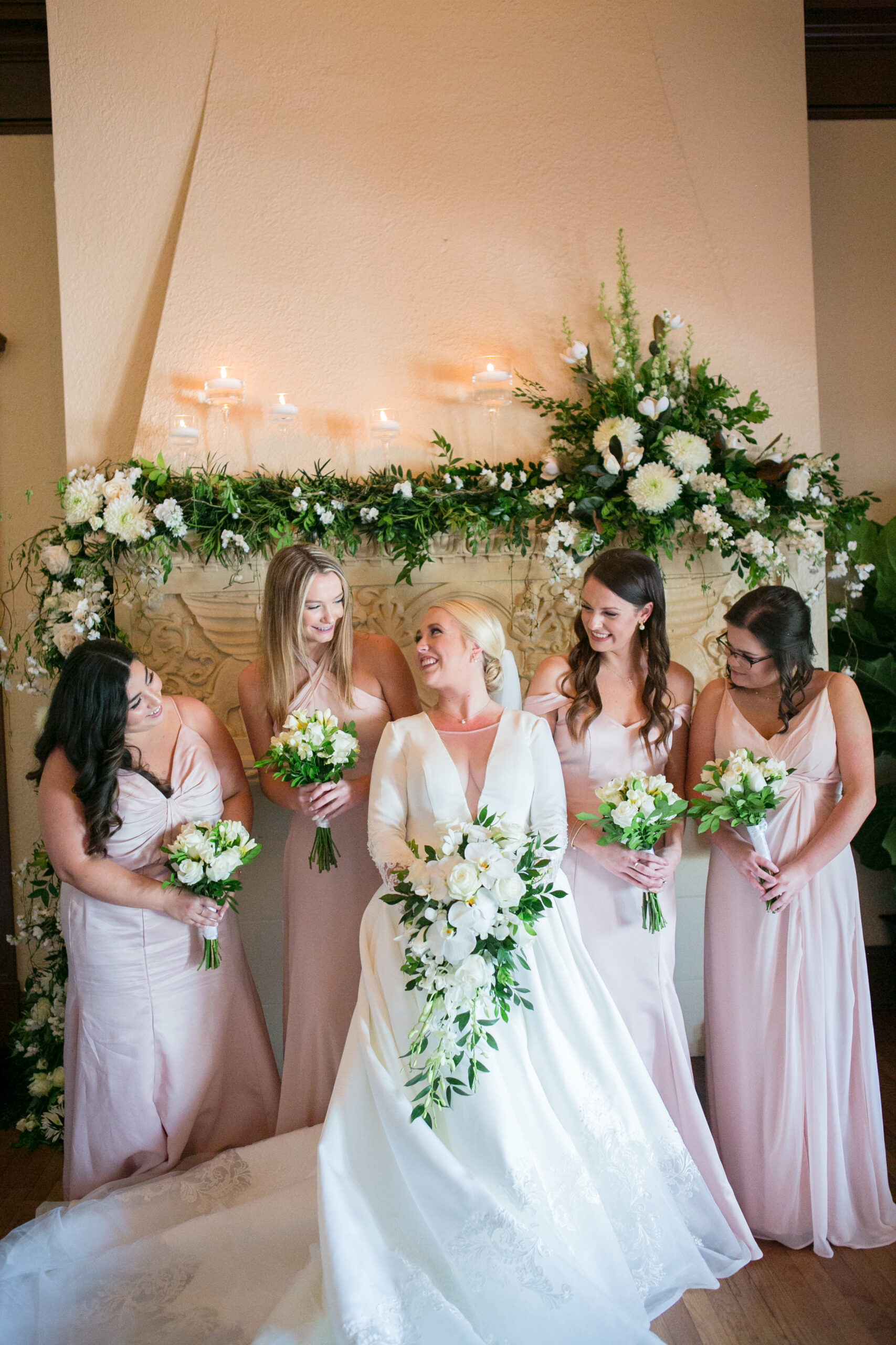 Mismatched Pink Blush Bridesmaids Wedding Dress Inspiration