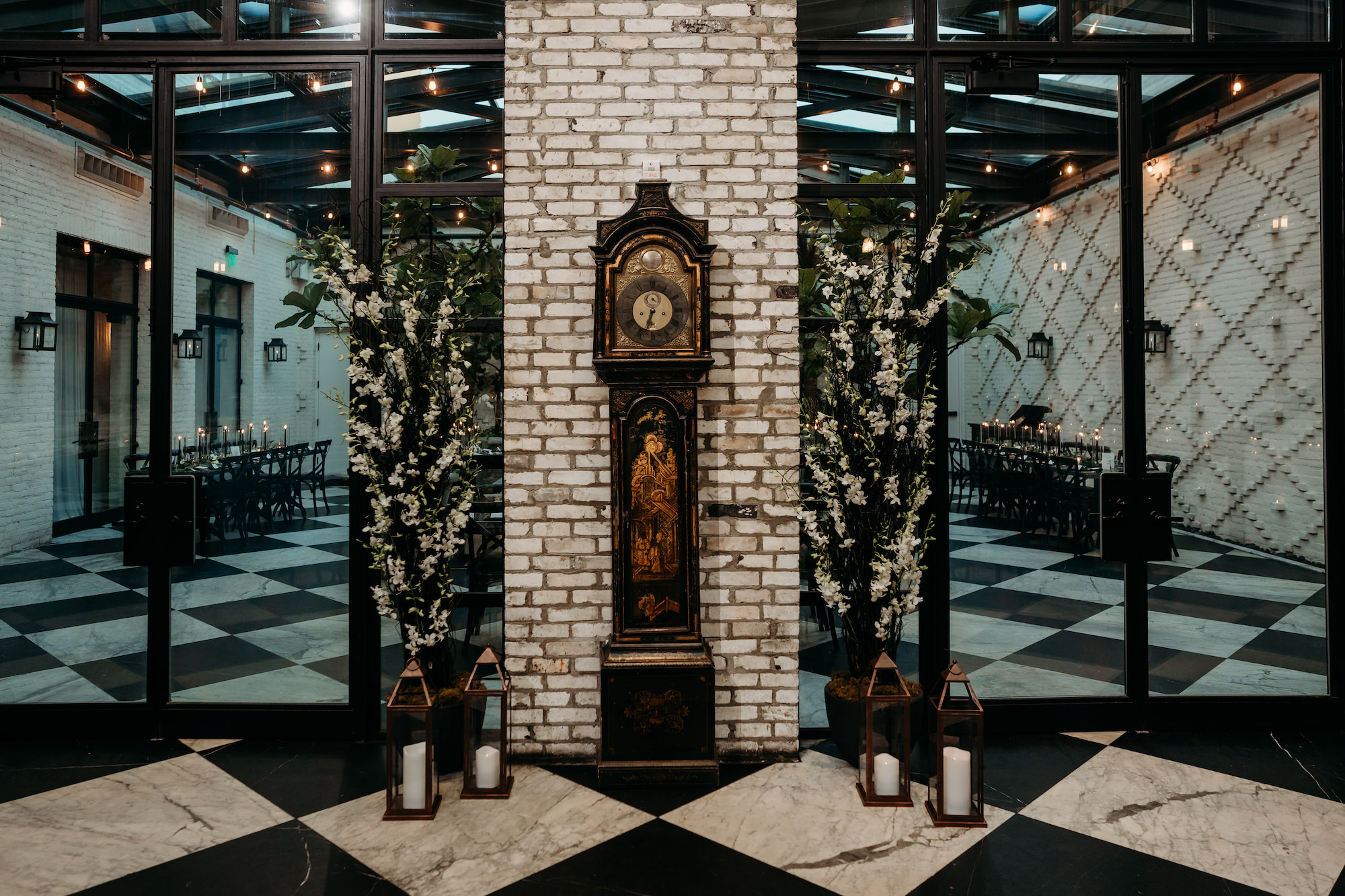 Timeless Indoor Wedding Ceremony with Checkered Floor | Venue Oxford Exchange