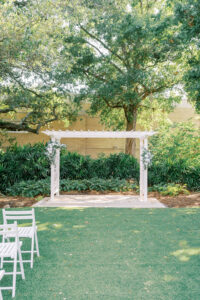 Outdoor Wedding Garden Ceremony | White Pergola Altar Ideas | South Tampa Wedding Venue Tampa Garden Club