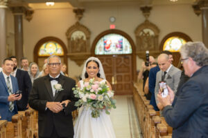 Bride and Father Walking Down Aisle Wedding Portrait