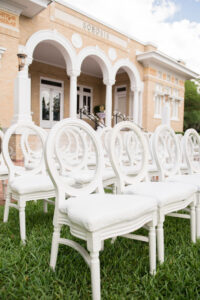 Classic White Cushioned Wedding Ceremony Chair Seating Inspiration