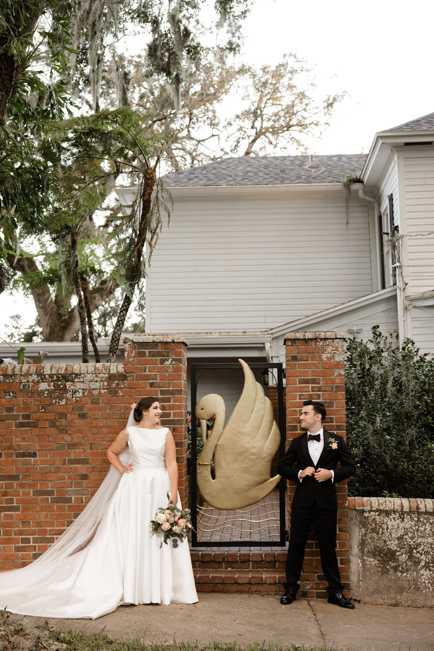 Bride and Groom Outdoor Wedding Portrait