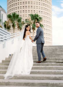 Downtown Bride and Groom Wedding Portrait | Tampa Photographer Dewitt for Love | Videographer J&S Media