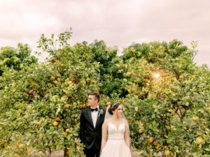 Bride and Groom Sunset in Orange Grove Wedding Portrait | Tampa Bay Videographer Shannon Kelly Films