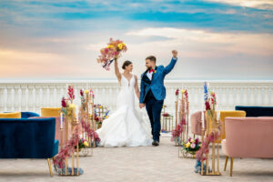 Colorful Jewel-Toned Wedding Ceremony Ideas | Tampa Bay Photographer Iyrus Weddings | Rooftop Venue Hyatt Clearwater Beach | Planner EventFull Weddings