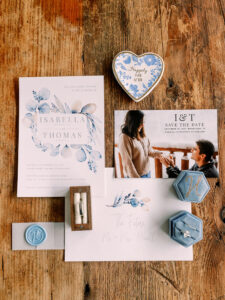 Elegant Dusty Blue and White Invitation Suite Ideas