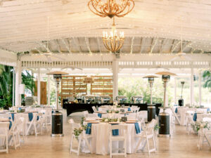 Grand Pavillion Outdoor Wedding Reception | String Lights | Patio Heater | Cold Wedding Ideas