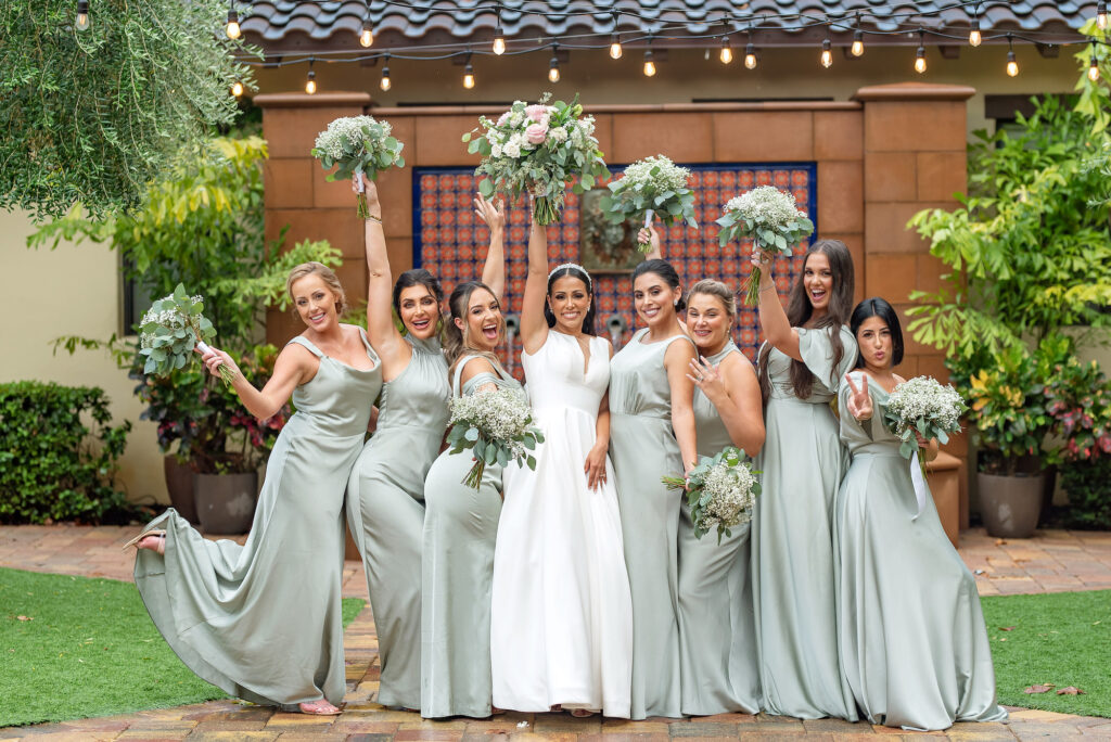Satin Bridesmaids Dresses | Sage Green and Blush Wedding Inspiration