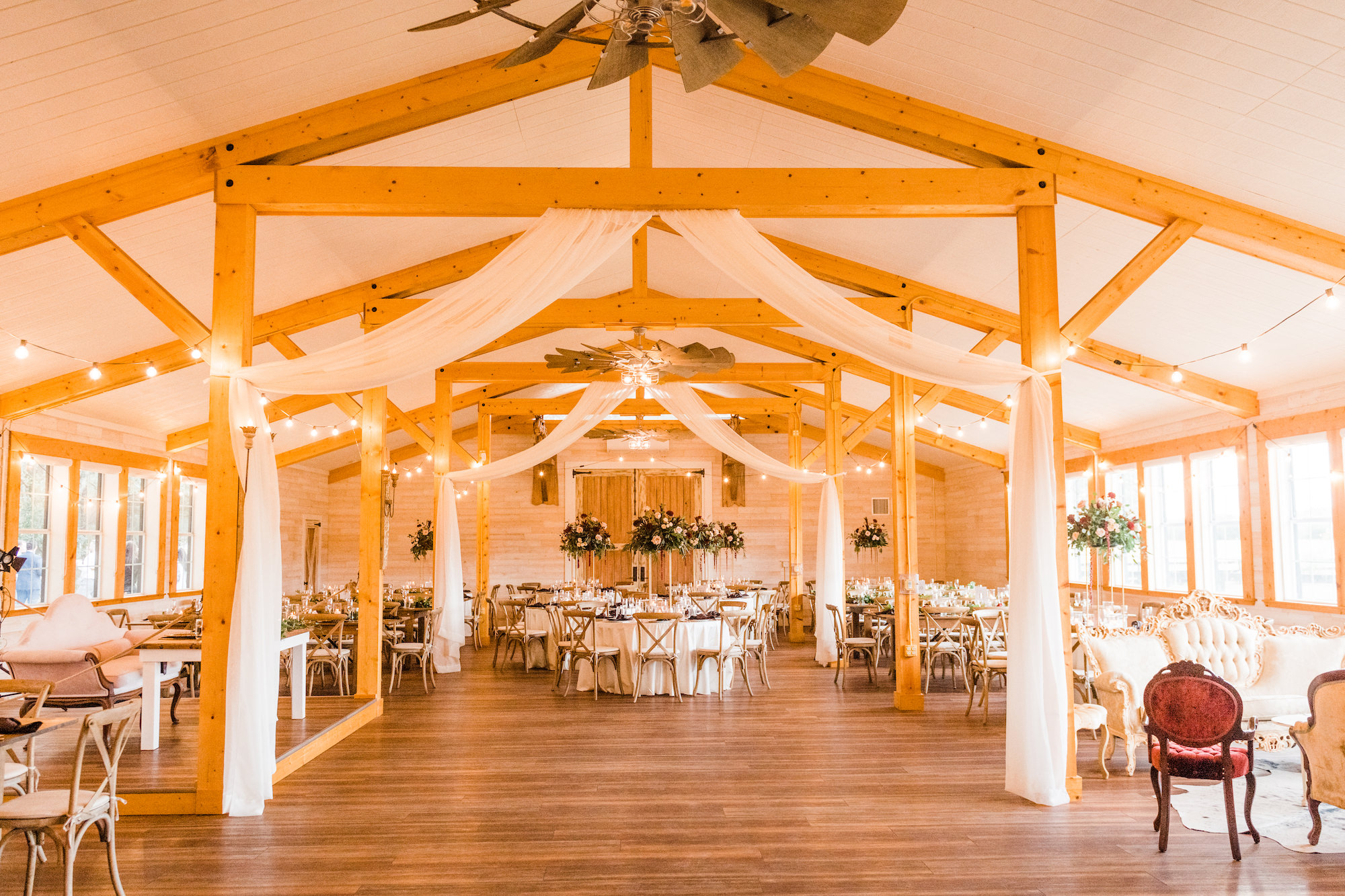 White Drapery | Indoor Rustic Wedding Reception Inspiration | Tampa Bay Venue Legacy Lane Weddings