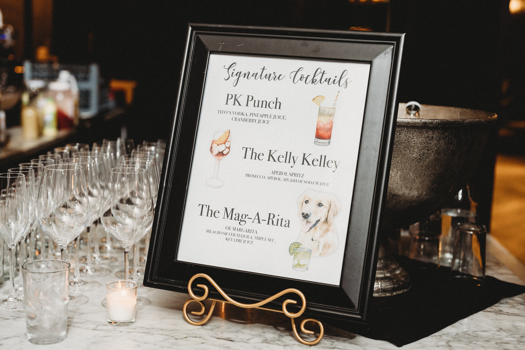 Hand Painted Signature Cocktails Signage with Dog Ideas