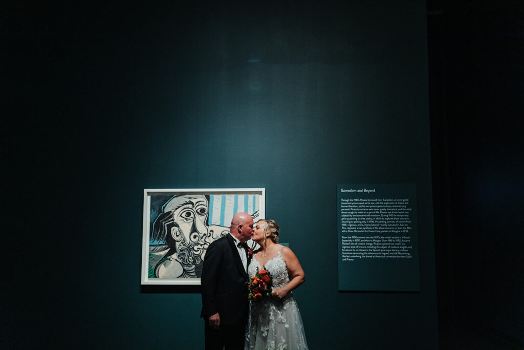 Bride and Groom Art Exhibit Wedding Portrait | St Pete Venue Dali Museum | Planner UNIQUE Weddings & Events