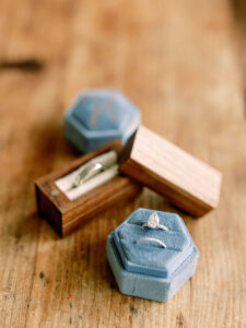 Pear Shaped White Gold Engagement Ring | Dusty Blue Ring Box Inspiration