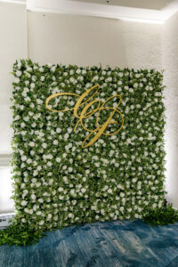 Gold Initials Monogram Flower Wall Backdrop Wedding Reception Decor Ideas | St Petersburg Florist FH Events