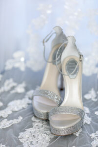 Silver Crystal Open-Toe Wedding Shoe Ideas