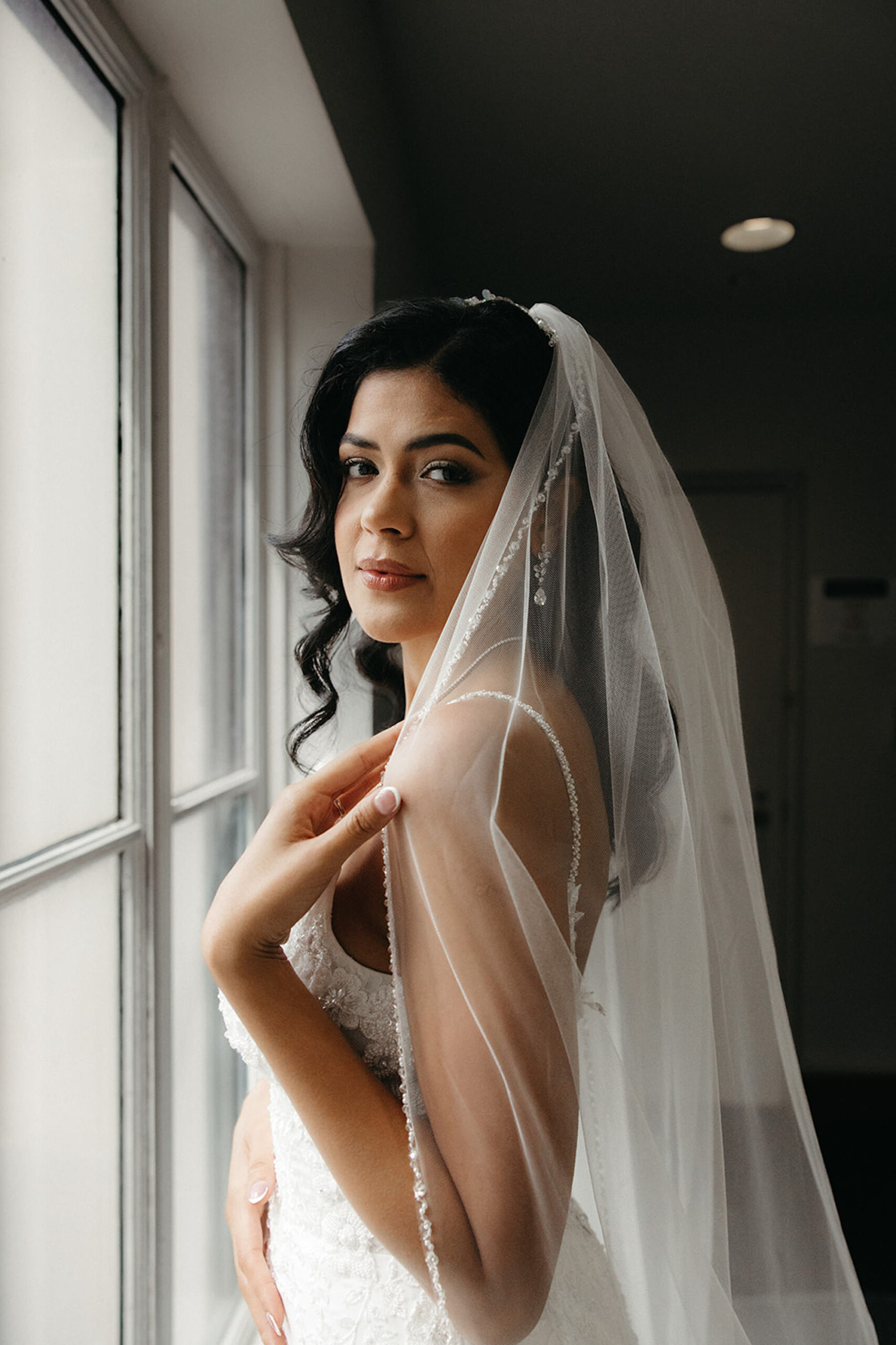 Bridal Wedding Portrait with Natural Makeup and Wavy Hair | Tampa Bay Makeup Artist Femme Akoi Beauty Studio