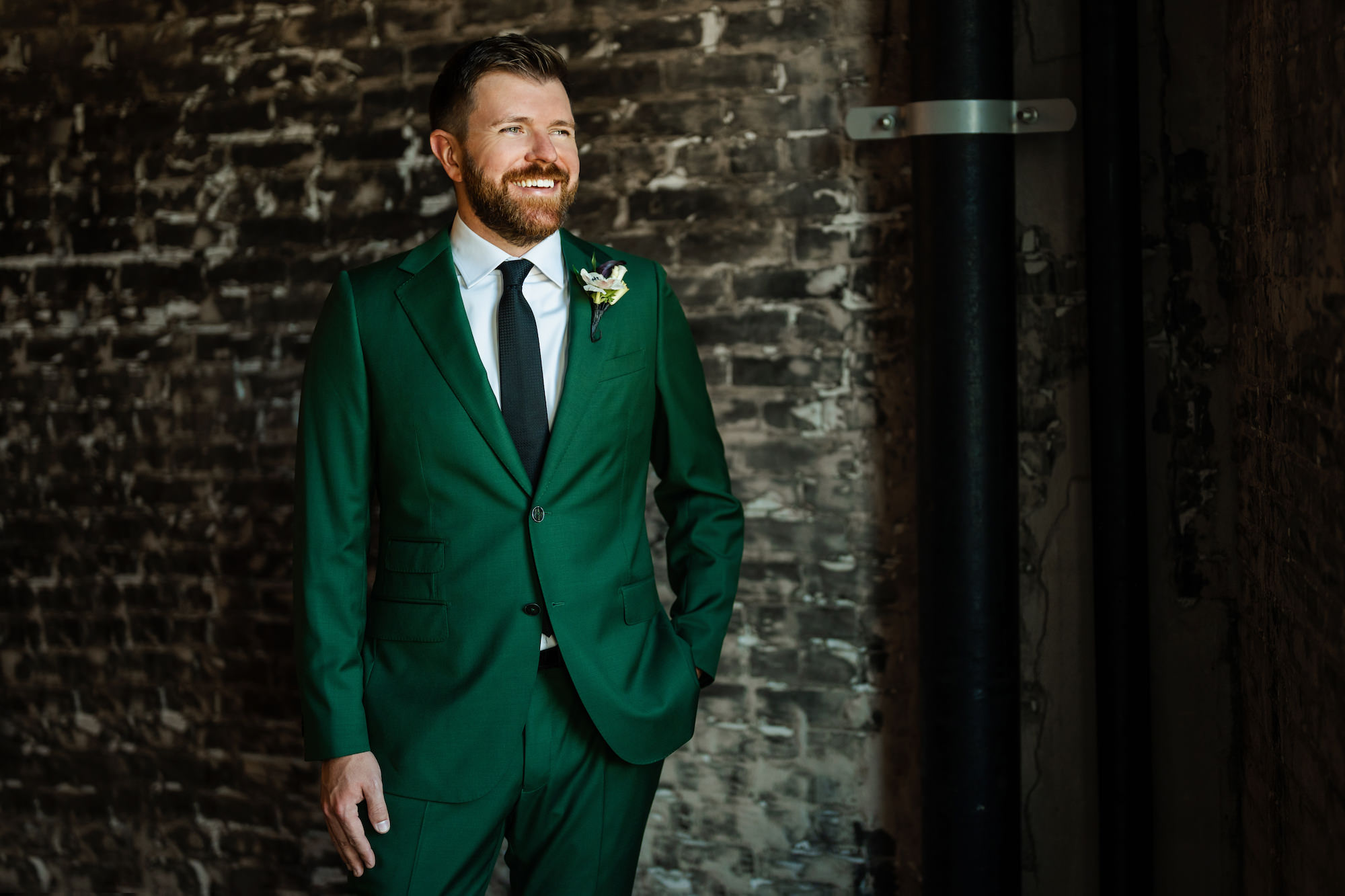 Groom in Green Suit Wedding Inspiration