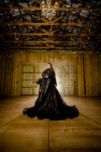 Black Long Sleeve Sheer Lace A-Line Maggie Sottero Wedding Dress Ideas | Viking Themed Wedding Inspiration