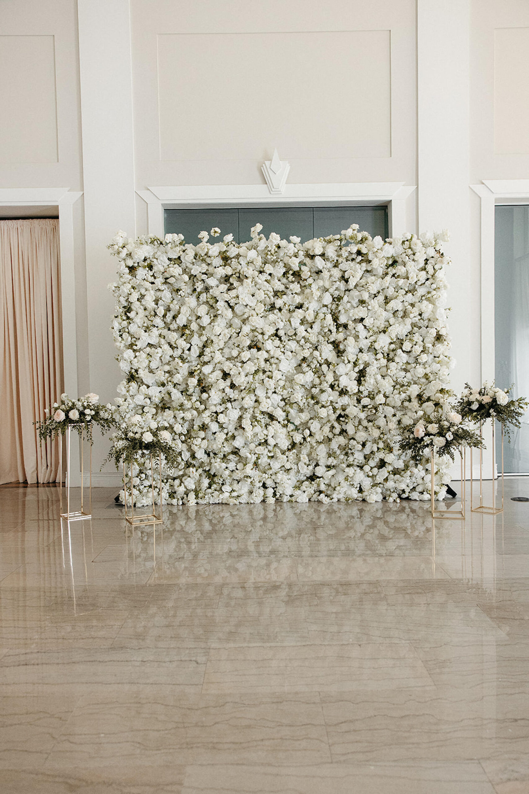 White Flower Ceremony Backdrop Wall Wedding Altar Ideas