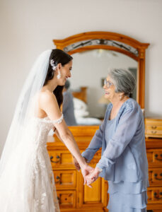 Bride and Grandma First Look Wedding Portrait