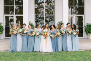 Mismatched French Dusty Light Blue Bridesmaids Dress | Tampa Bay Hair and Makeup Artist Femme Akoi Beauty Studio