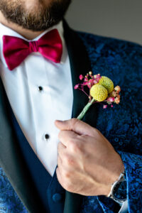 Yellow Craspedia and Pink Baby's Breath Boutonniere | Tampa Bay Florist Save the Date Florida