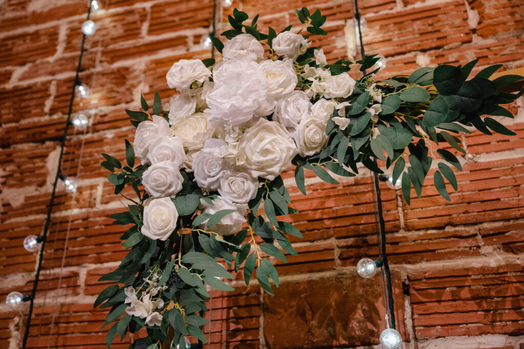 White Rose and Greenery Wedding Ceremony Arch Floral Ideas