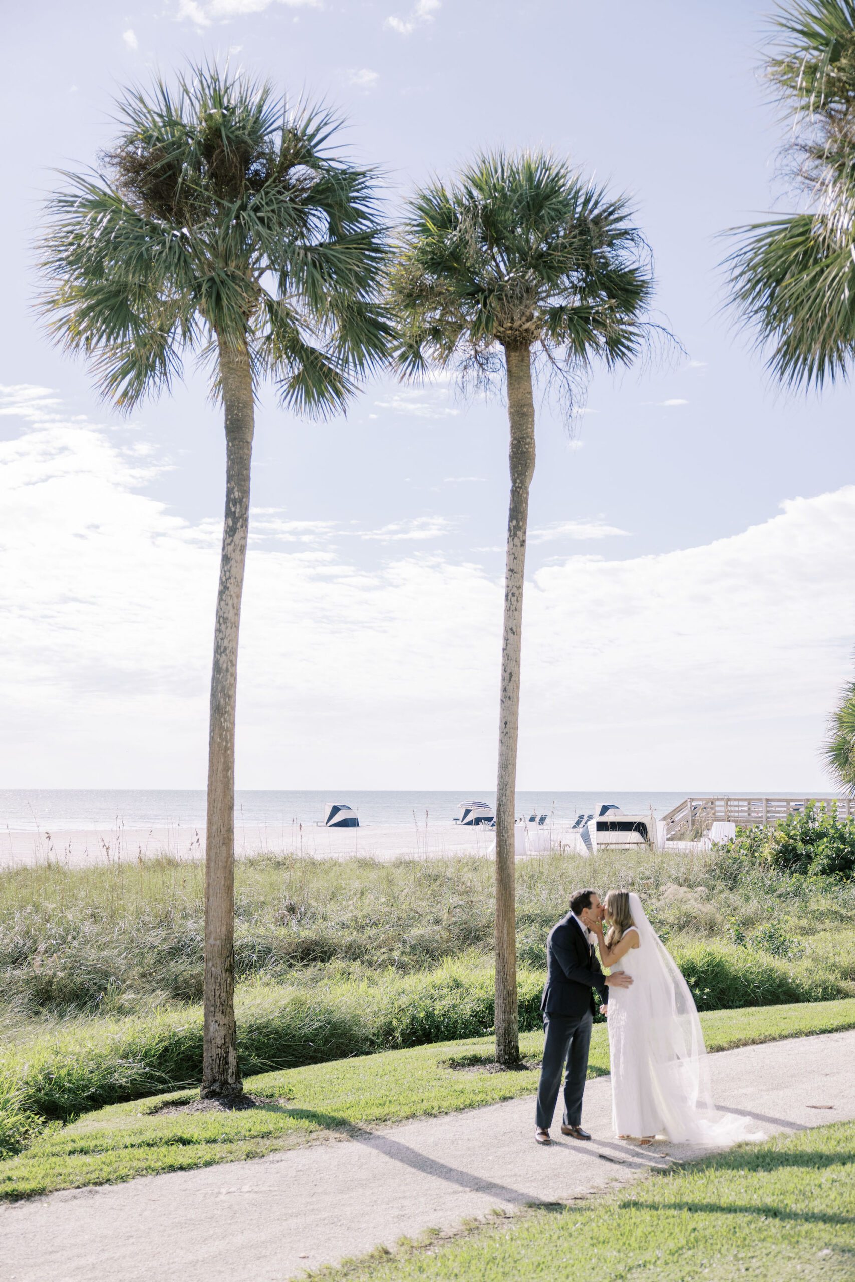 Bride and Groom First Look Beach Wedding Portrait | Sarasota Wedding Venue The Resort at Longboat Key Club