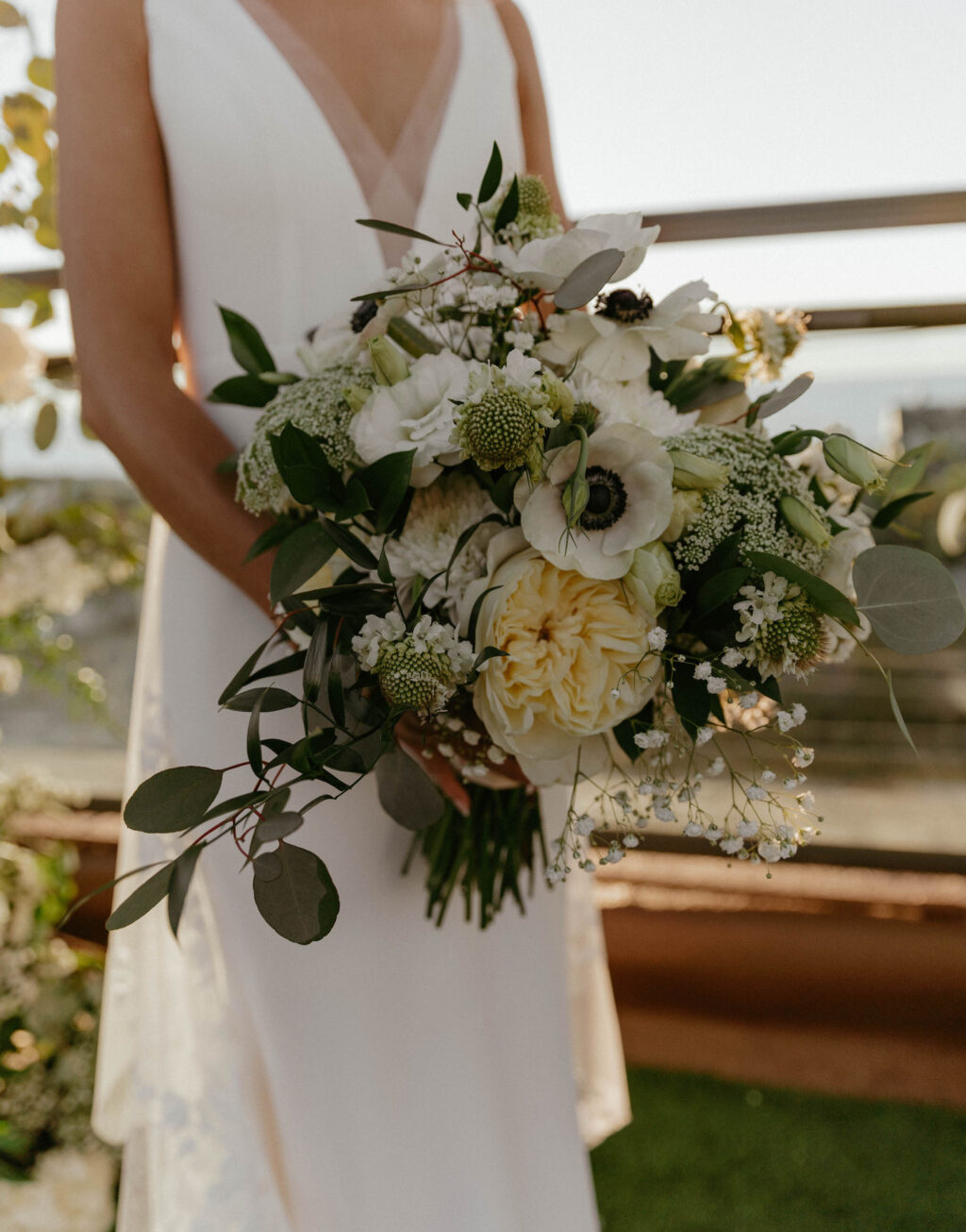 Beachy White and Cream Bridal Bouquet with Greenery Details Inspiration | St. Petersburg Florida Lemon Drops Weddings & Events