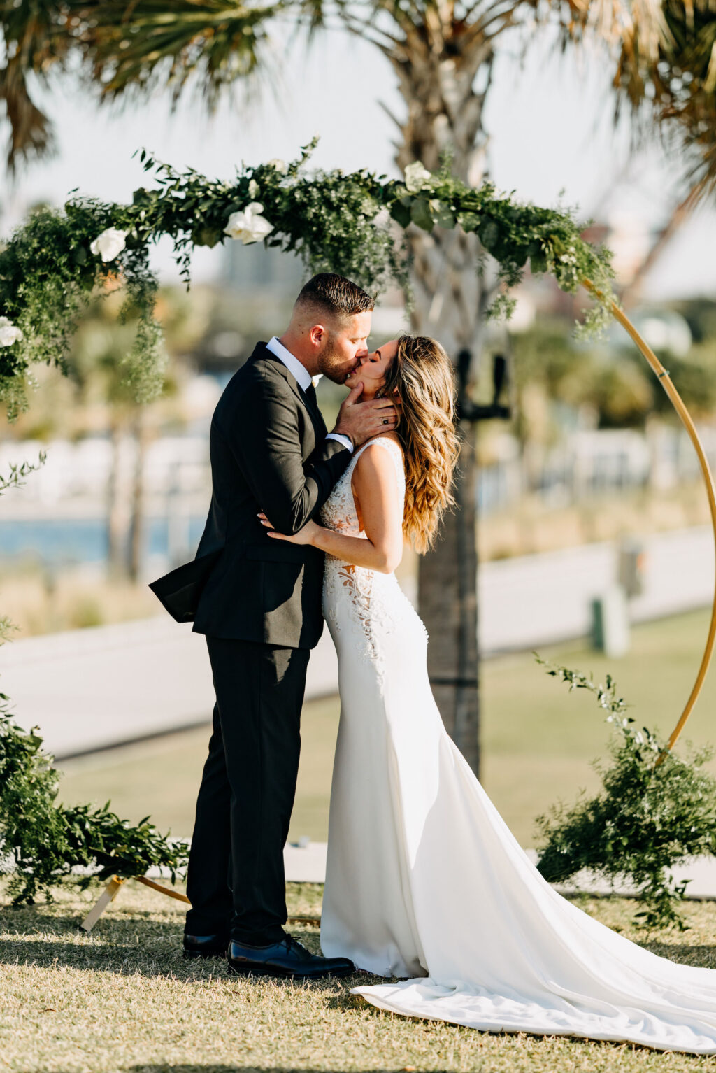 Bride and Groom First Kiss Wedding Portrait | Tampa Bay Photographer Amber McWhorter Photography
