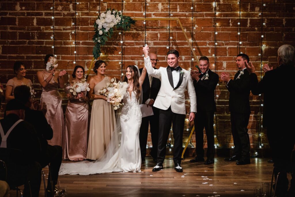 Bride and Groom Just Married in Industrial Wedding at St. Petersburg Venue NOVA 535