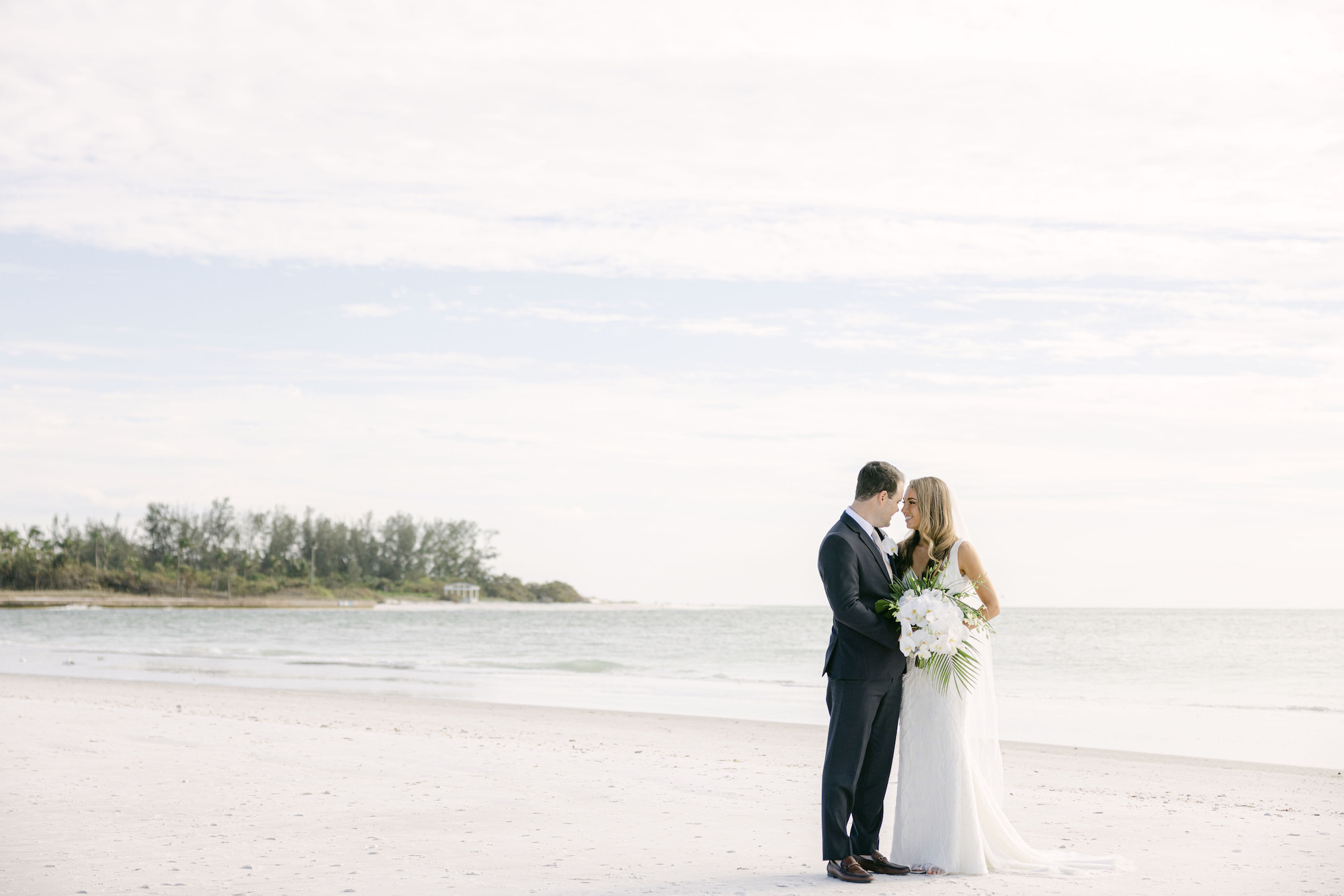Intimate Sarasota Beach Bride and Groom Wedding Portrait | Sarasota Wedding Venue The Resort at Longboat Key Club