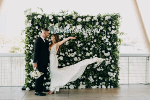 White Flower Wall with Greenery and It Was Always You Neon Sign | Wedding Reception Backdrop Ideas | Tampa Bay Photographer Amber McWhorter Photography