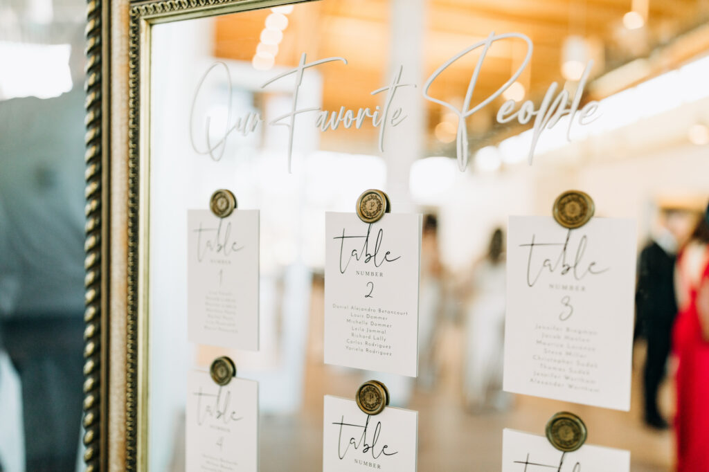 Our Favorite People Mirror Seating Chart for Wedding Reception Inspiration