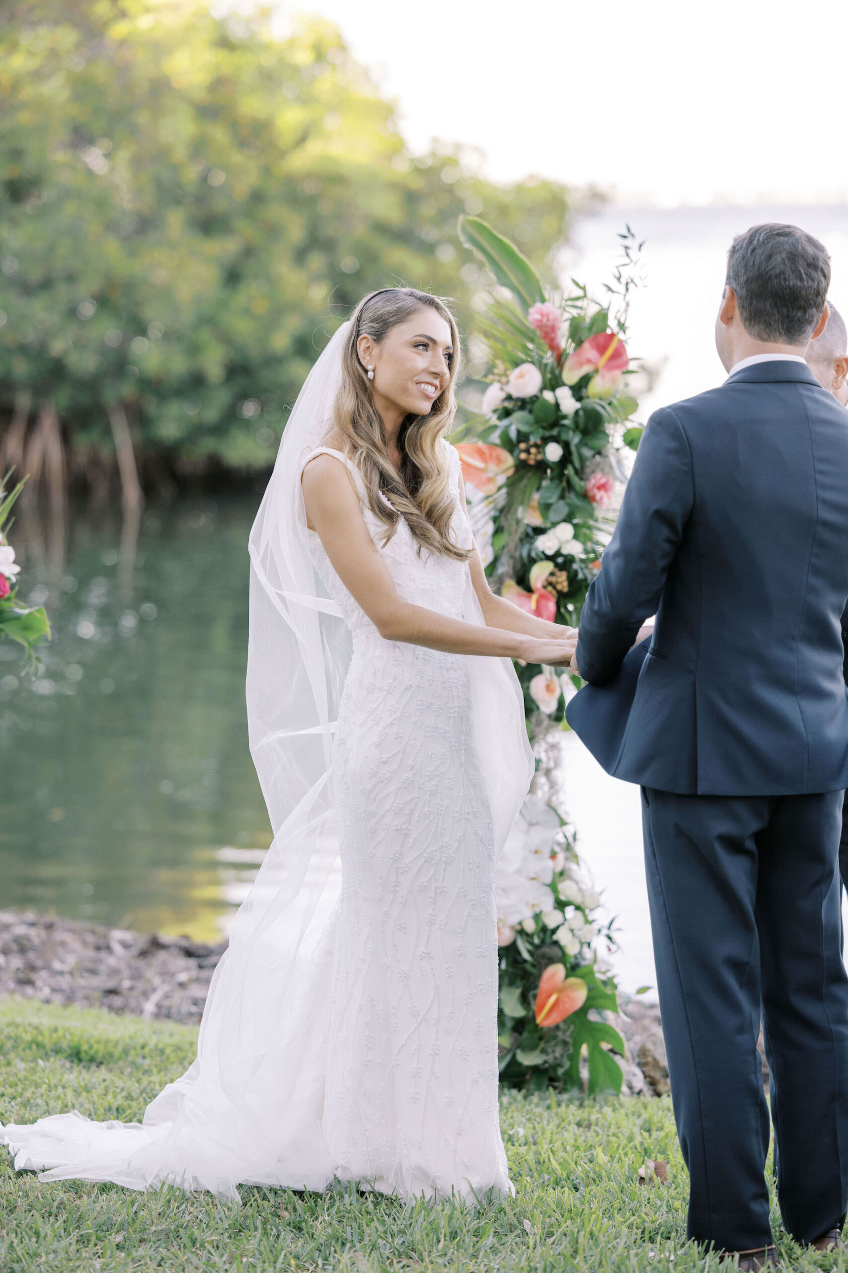 Bride and Groom Vow Exchange | Waterfront Mangrove Wedding Ceremony