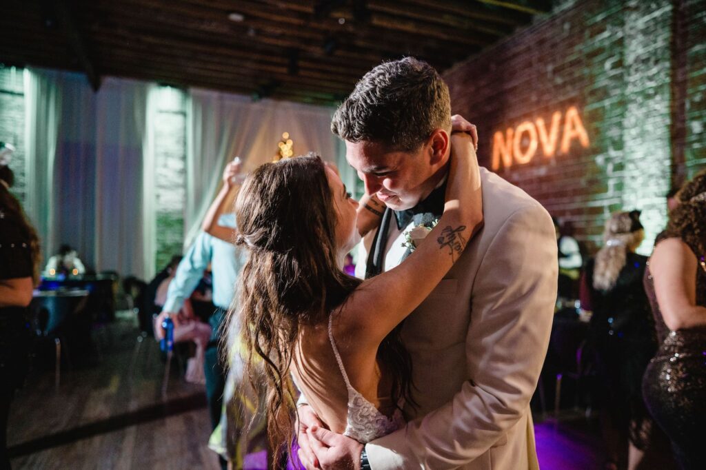 Bride and Groom First Dance Wedding Portrait at St. Pete Wedding Venue NOVA 535