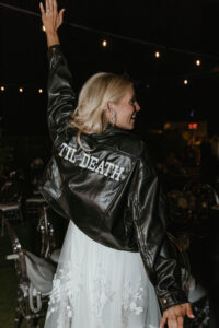 'Til Death Bridal Leather Jacket After Party Reception Look Ideas