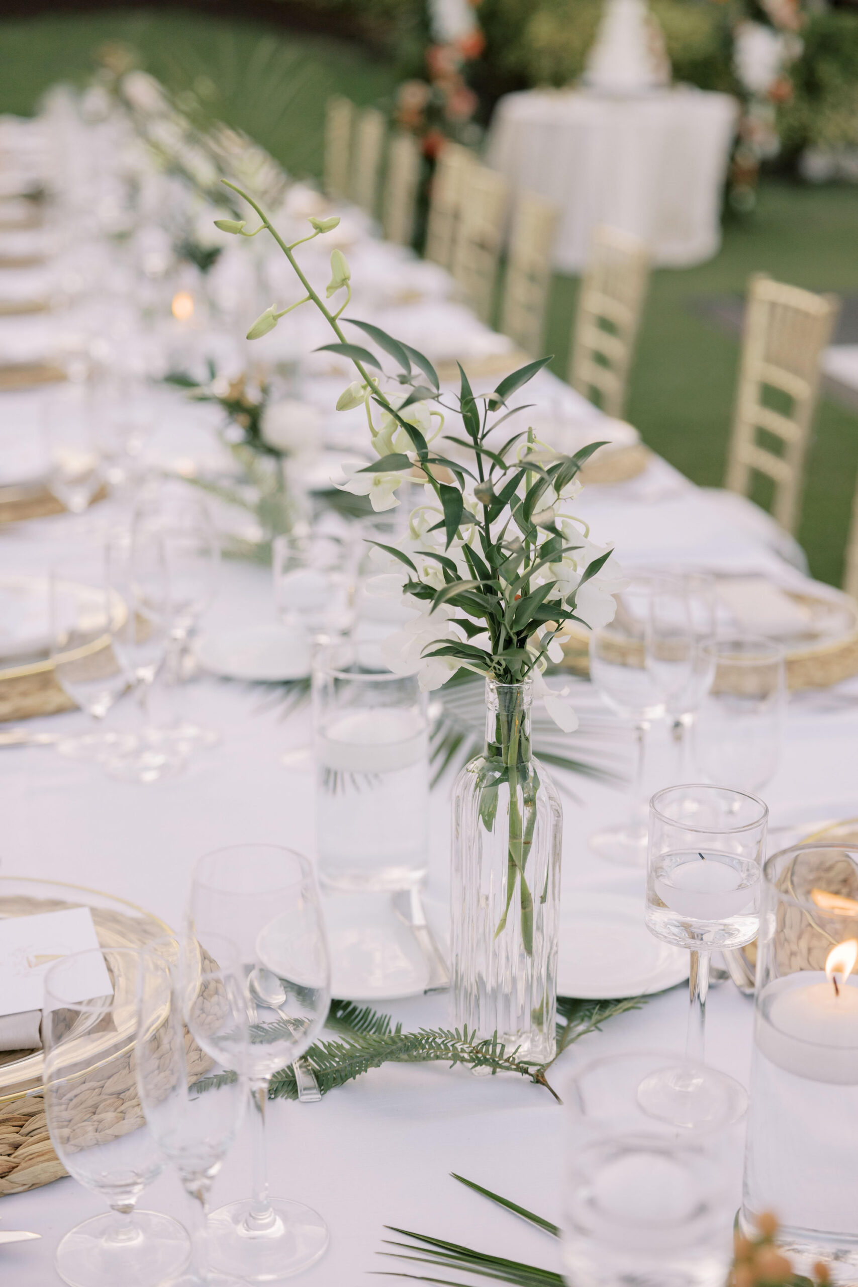 Tropical White Boho Wedding Reception Feasting Table Decor Inspiration