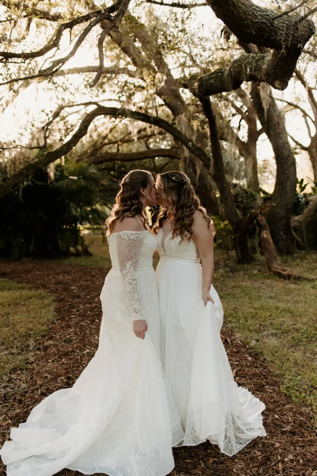 Brides Kissing Intimate Wedding Portrait | Tampa Wedding Venue Mill Pond Estates | Planner Stephany Perry Events