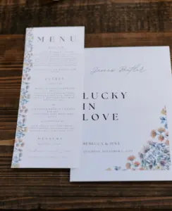 Floral Garden Party Inspired Menu and Wedding Stationery