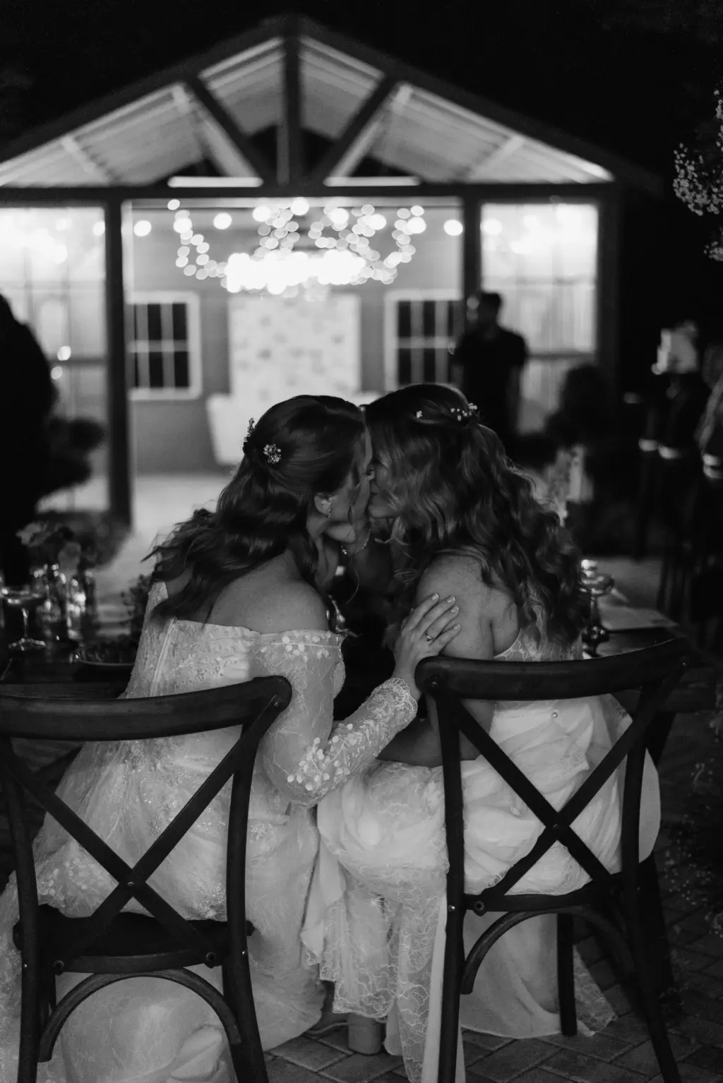 Same Sex LGBTQ + Gay Couple at Sweetheart Table Black and White Wedding Portrait Inspiration | Tampa Wedding Venue Mill Pond Estates | Planner Stephany Perry Events